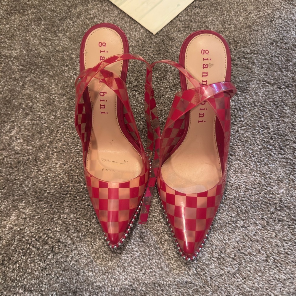 Gianni Bini Red Checkered Mules